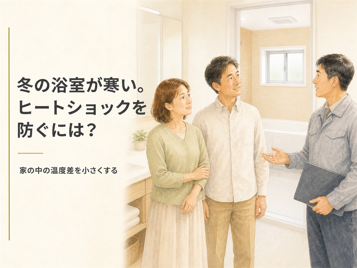 冬の浴室の寒さとヒートショック対策を解説する記事のアイキャッチ画像